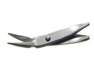 13.5 cm periodontal scissors w/ 1.0 cm curved blades w/ 45' angle